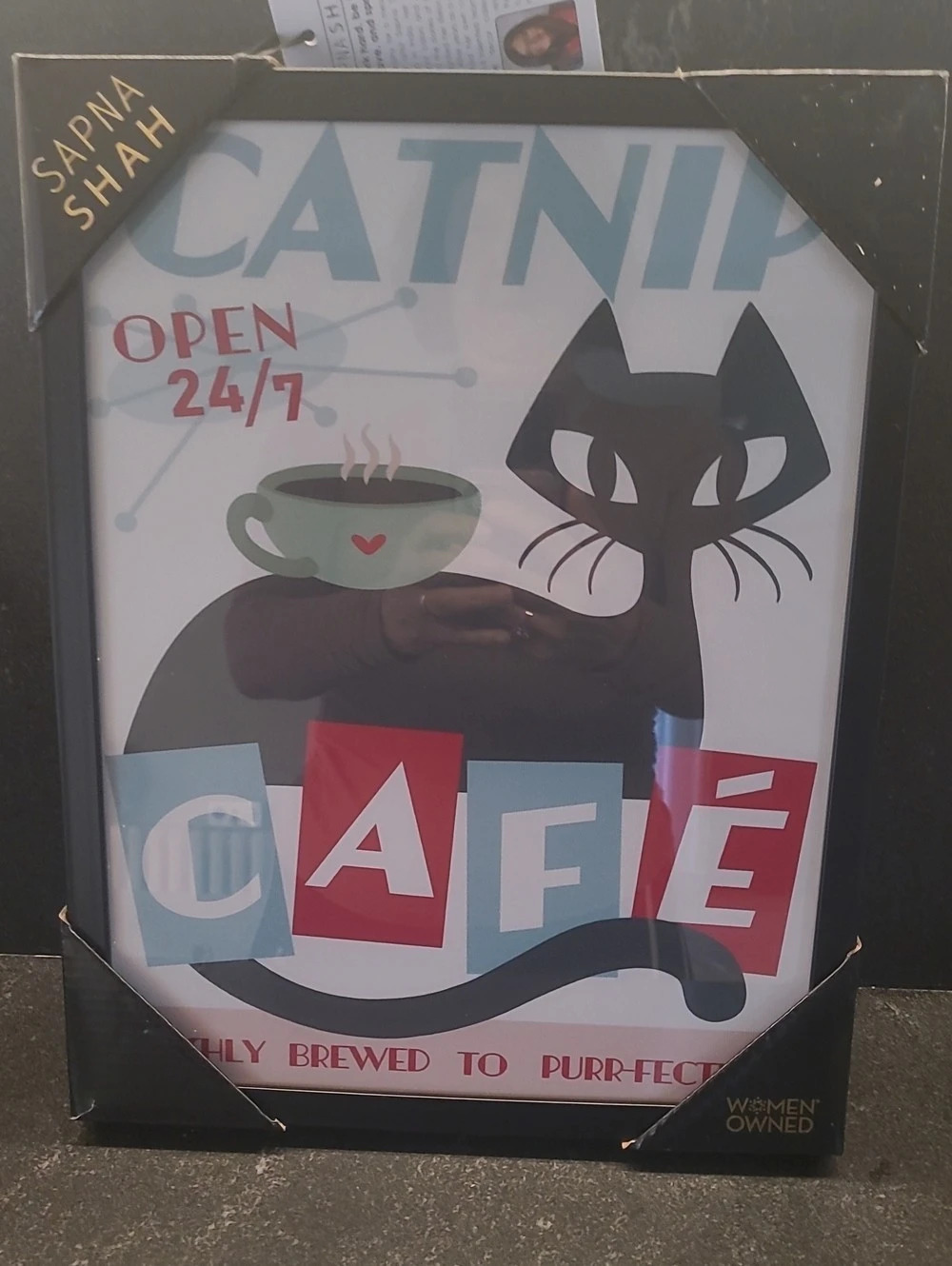 Sapna Shah Catnip Cafe Framed Wall Art Catnip Cat Wall Art Sign